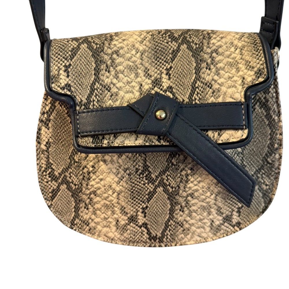 Neiman Marcus Brown and Navy Crossbody Bag with Exotic Print